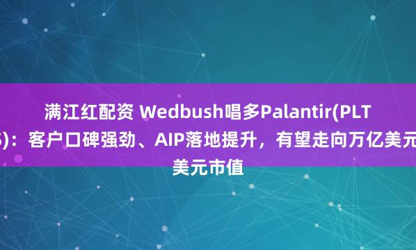 满江红配资 Wedbush唱多Palantir(PLTR.US)：客户口碑强劲、AIP落地提升，有望走向万亿美元市值