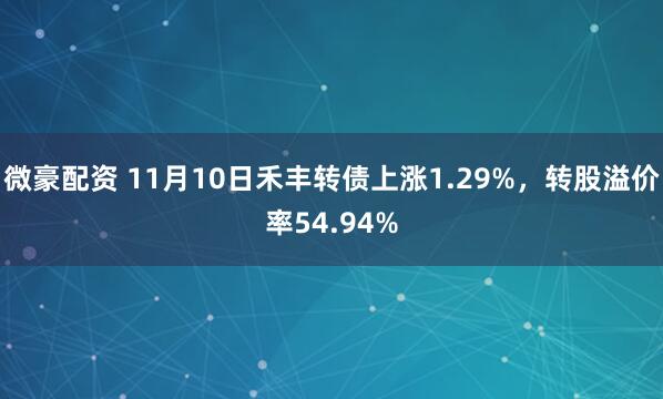 微豪配资 11月10日禾丰转债上涨1.29%,转股溢价率54.94%