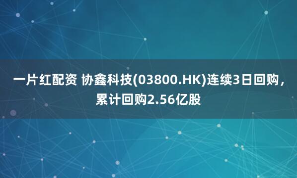 一片红配资 协鑫科技(03800.HK)连续3日回购，累计回购2.56亿股